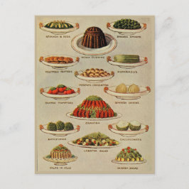 Postal Ensaladas de época y platos vegetarianos Ilustraci