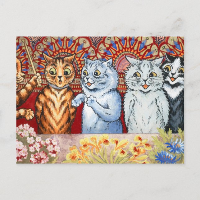 Postal Ensayo del coro por Louis Wain (Anverso)