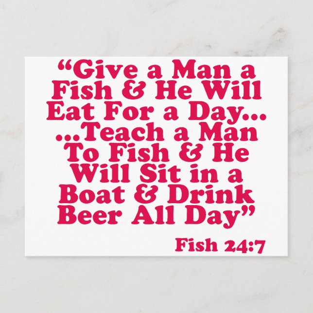 Postal Enseñar a un hombre a pescar (Anverso)