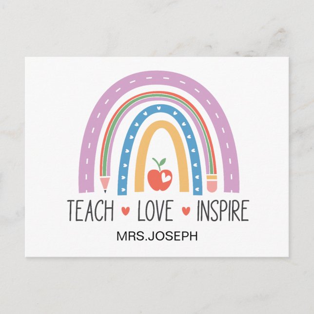 Postal Enseñar Amar Inspirar Profesor  (Anverso)