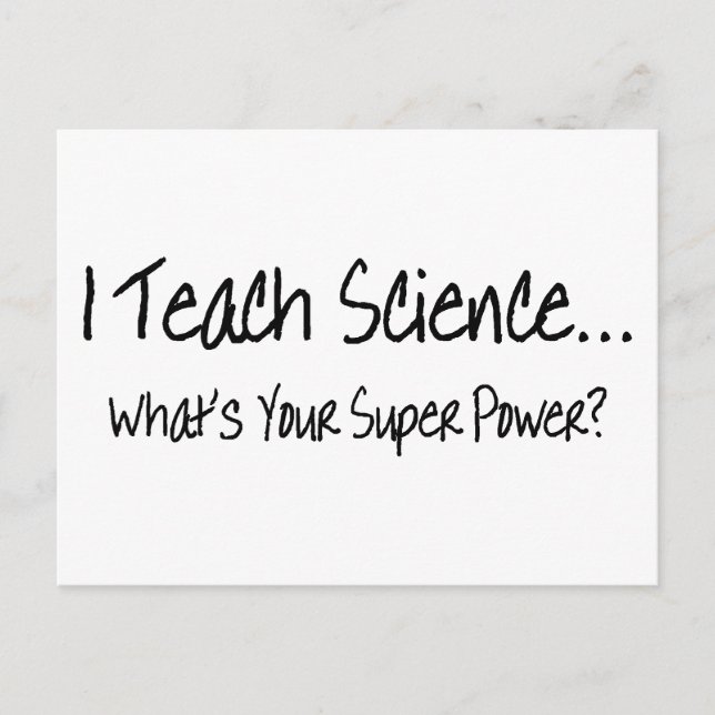 Postal Enseño ciencia sobre cuál es tu superpoder (Anverso)