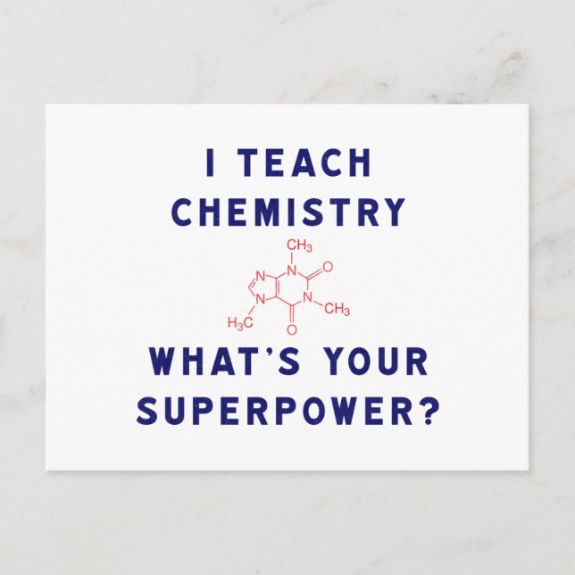 Postal Enseño Química ¿Cuál es tu superpoder? (Anverso)