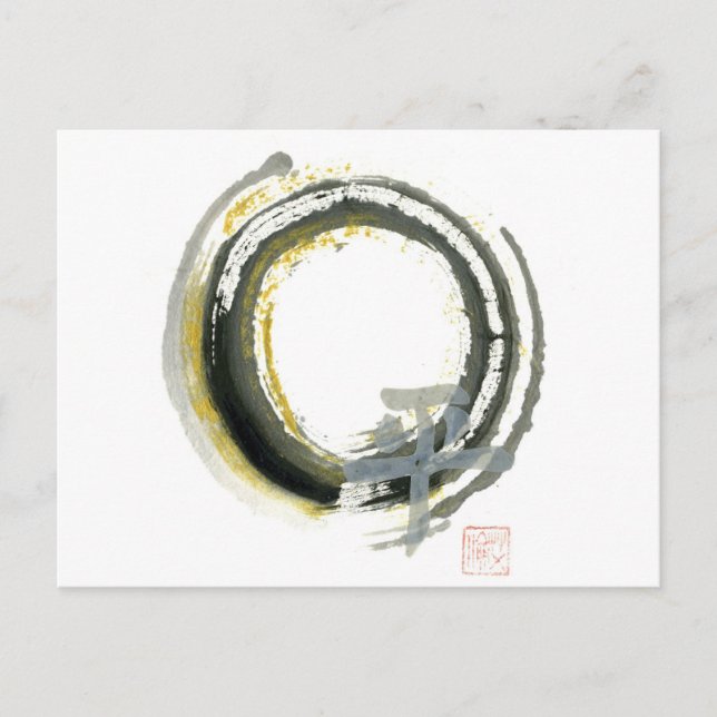 Postal Enso con PAX, Sumi-e (Anverso)