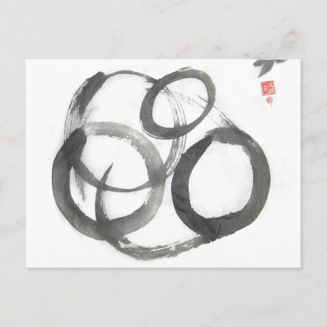Postal Enso Zen Circles Art Postcard (Anverso)