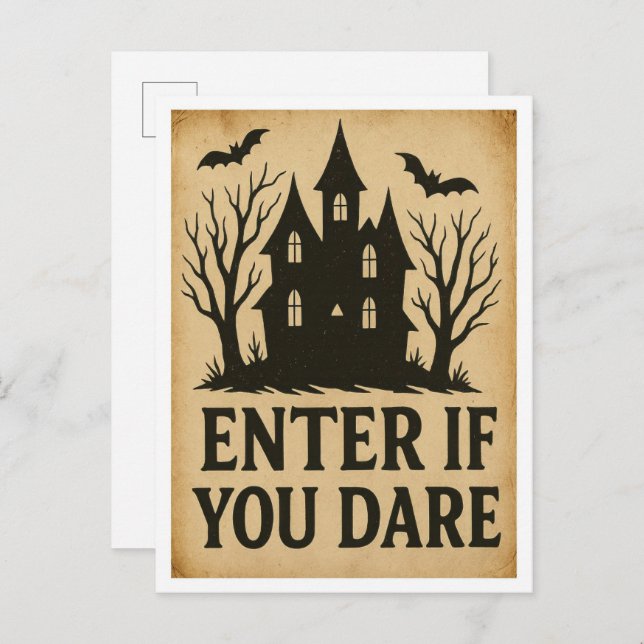 Postal Enter if You Dare Vintage Halloween  (Anverso / Reverso)