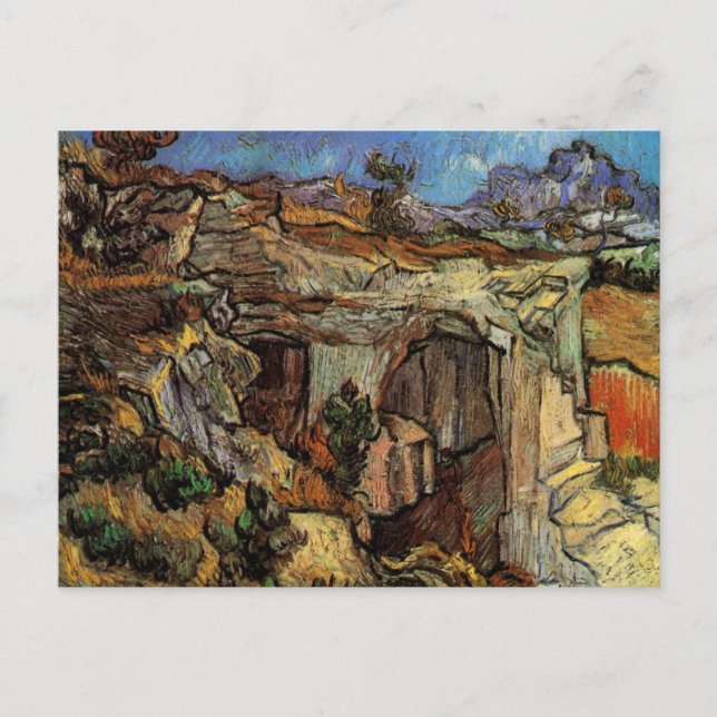 Postal Entrada a Quarry, Saint-Remy por Vincent van Gogh (Anverso)