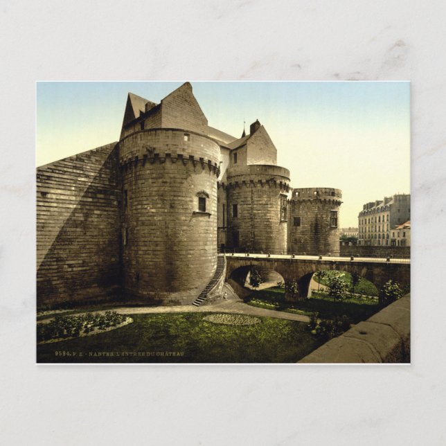 Postal Entrada al castillo de Nantes, Francia (Anverso)