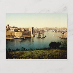 Postal Entrada al Vieux-Port, Marsella, Francia