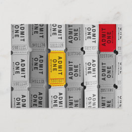 Postal Entrada roja y amarilla: un boleto de película