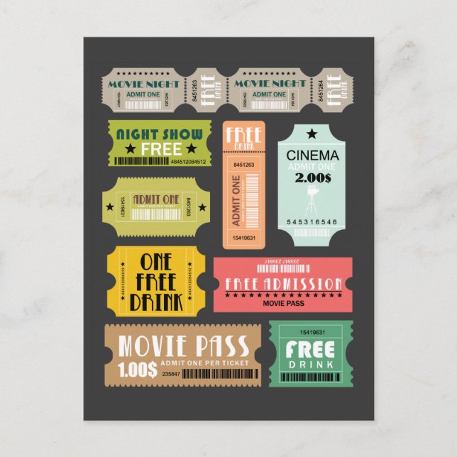Postal Entradas de admisión de película (Anverso)
