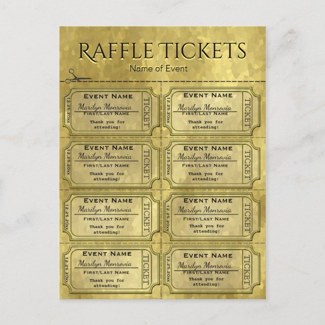 Postal Entradas Golden Glam Raffle (Anverso)