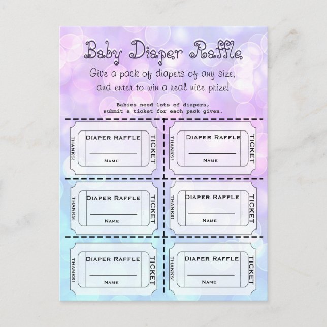 Postal Entradas para pañales para bebés (niño o Chica) (Anverso)