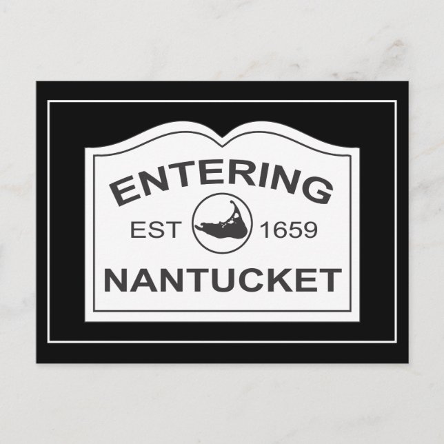Postal Entrando en Nantucket Est. Rótulo en blanco y negr (Anverso)