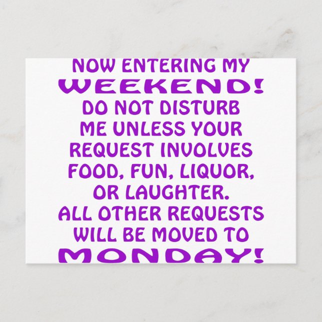 Postal Entrando Mi Fin De Semana (Anverso)