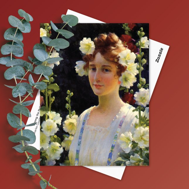 Postal Entre Hollyhocks Charles Courtney Curran (Subido por el creador)