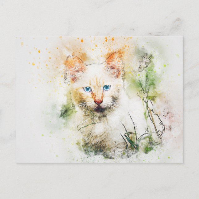 Postal Entre las flores silvestres | Resumen | Acuarela (Anverso)