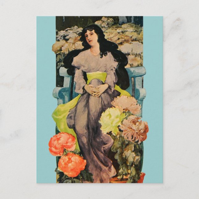 Postal Entre los crisantemos (Anverso)