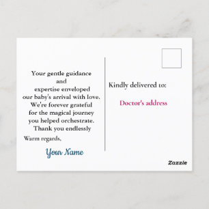 Postal Entrega de bebé agradecida