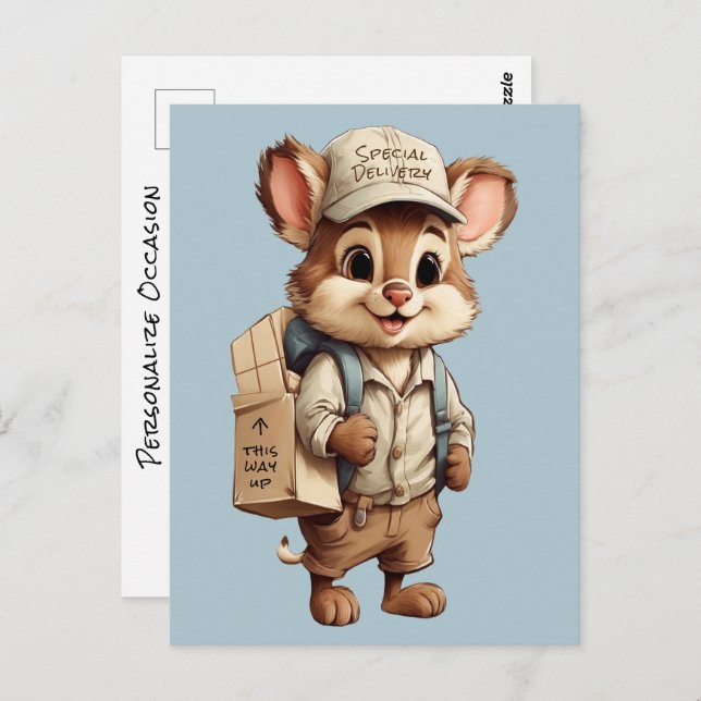 Postal Entrega especial de animales Personalizados Cute C (Anverso / Reverso)