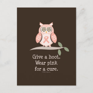 Postal Entregar Una Postcarta De Lechuza Rosa Hoot