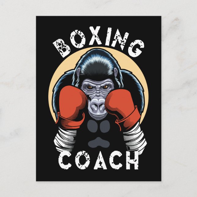 Postal Entrenador de boxeo de gorila - Entrenador deporti (Anverso)