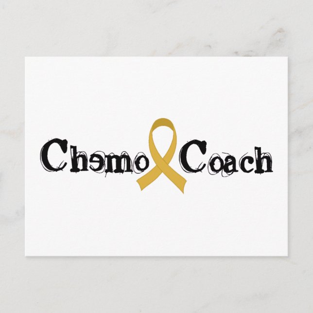 Postal Entrenador de Chemo - Cinta de oro para el cáncer  (Anverso)