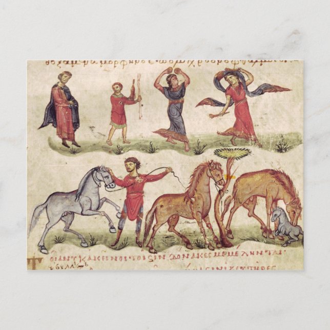 Postal Entrenadores de caballos (Anverso)