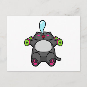 Postal Entrenamiento de gato en pecho con mancuernas