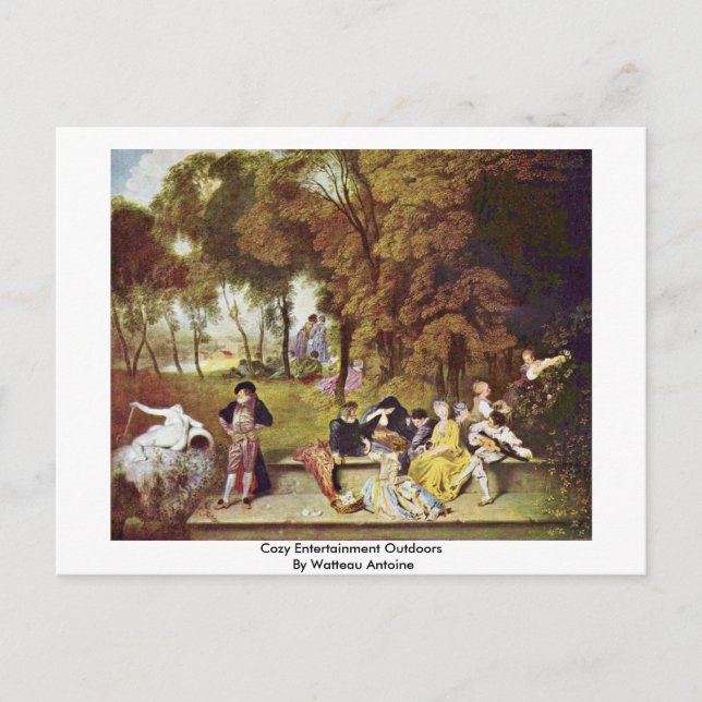 Postal Entretenimiento Acogedor Al Aire Libre Por Watteau (Anverso)