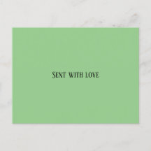 Postal enviada con verde menta de amor, tarjeta de