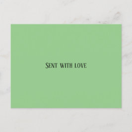 Postal enviada con verde menta de amor, tarjeta de