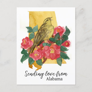 Postal Enviando amor desde Alabama Yellowhammer Camellia