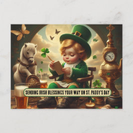 Postal Enviando bendiciones irlandesas a tu camino en St.