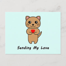 Postal Enviando mi amor - Fondo Azul
