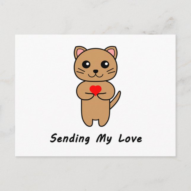 Postal Enviando Mi Amor - Fondo Blanco (Anverso)
