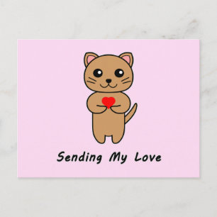 Postal Enviando Mi Amor - Fondo Rosa