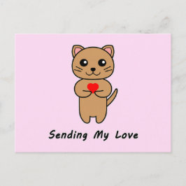 Postal Enviando Mi Amor - Fondo Rosa