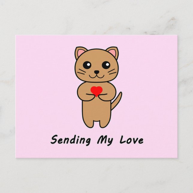 Postal Enviando Mi Amor - Fondo Rosa (Anverso)