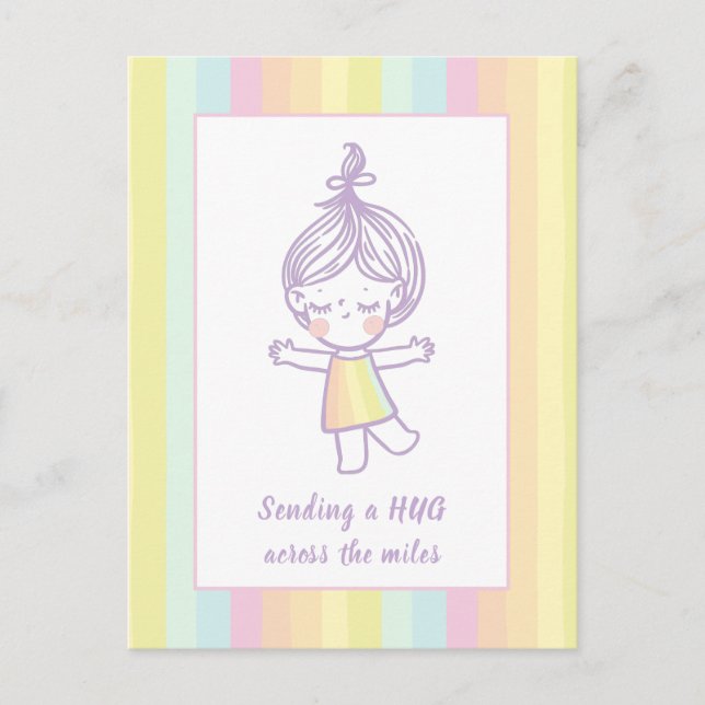 Postal Enviando un Chica arcoiris muy lindo pastel (Anverso)