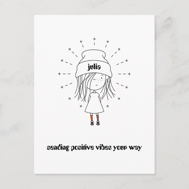 Postal Enviando vibraciones positivas a su manera|Chica p (Anverso)