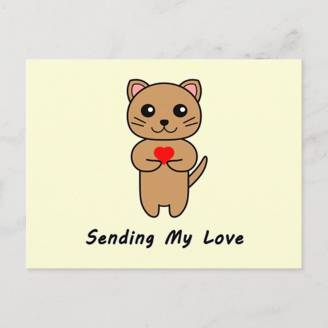 Postal Enviar mi amor - fondo amarillo (Anverso)