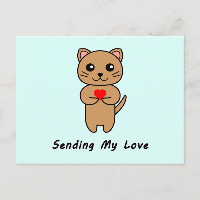 Postal Enviar mi amor - fondo azul (Anverso)