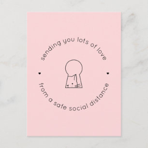 Postal Envío de amor Distancia social Bloqueo de gato ros