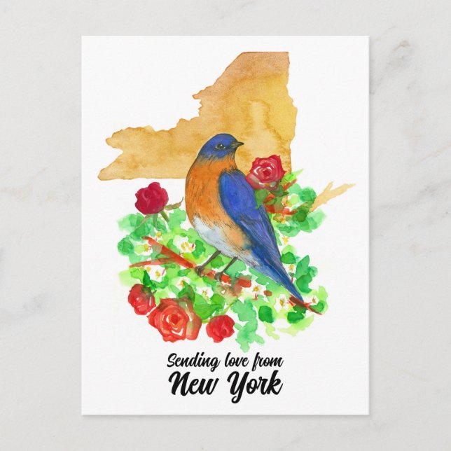Postal Envío de amor Roses Rojos de Bluebird de Nueva Yor (Anverso)
