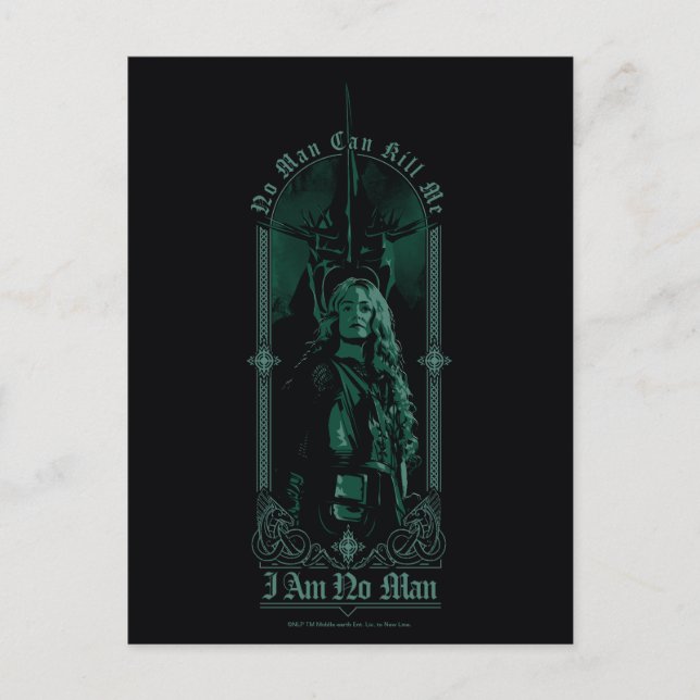 Postal Éowyn Vs SAURON™ "No soy un hombre" Gráfico de Roh (Anverso)