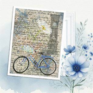Postal Ephemera de reloj de bicicleta floral