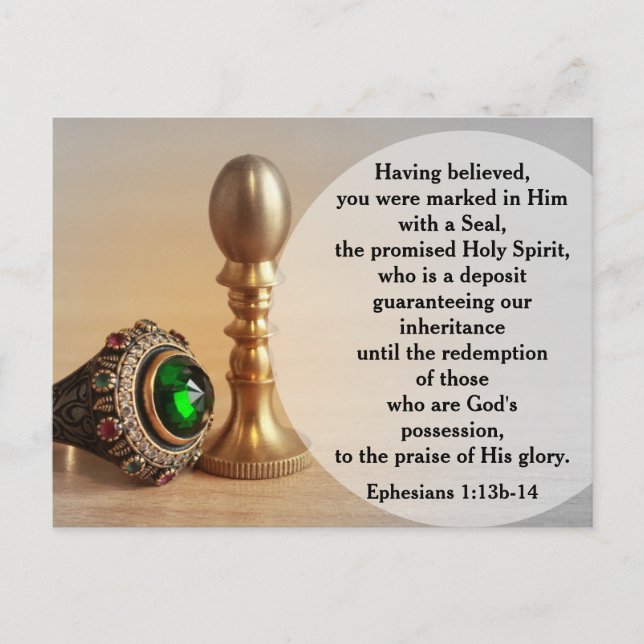 Postal Ephesians 1:13b-14 Marked with a Seal Postcard (Anverso)