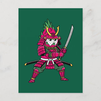 Postal Epic Dragon Fruit Samurai Warrior Katana Illustrat