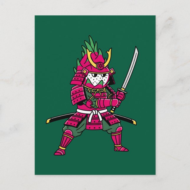 Postal Epic Dragon Fruit Samurai Warrior Katana Illustrat (Anverso)
