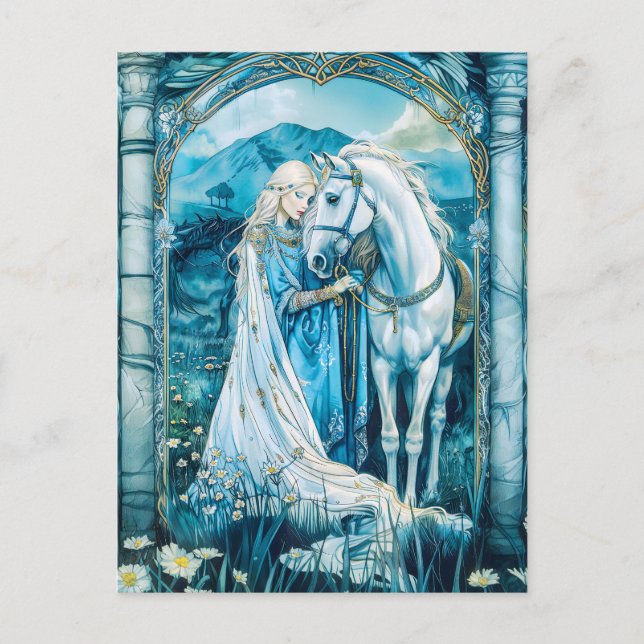 Postal Epona  Diosa celta de los caballos (Anverso)